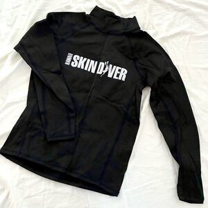 Black Swim Coverup with High Collar and Sleek Design